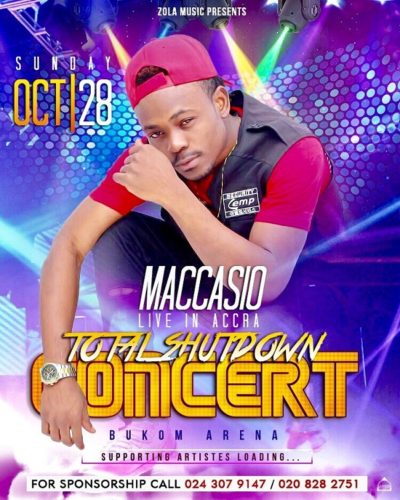 Maccasio to rock Bukom Arena with “Total Shutdown” concert October 28